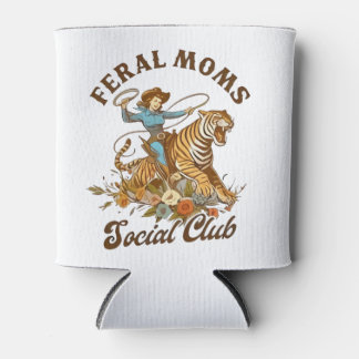 Enfriador De Latas Feral Mom Social Club Funny Retro Boho Cowgirl