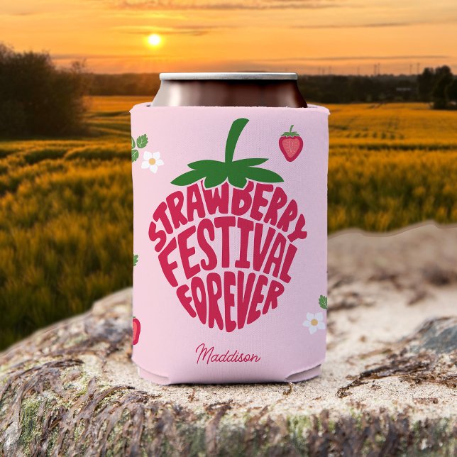 Enfriador De Latas Festival de fresa por siempre Personalizable lindo (Subido por el creador)