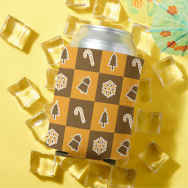 Enfriador De Latas Festive Holiday Grid Pattern