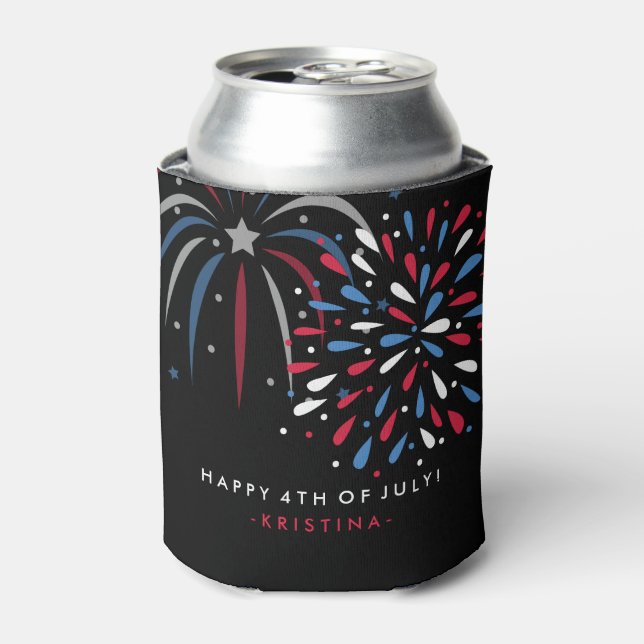 Enfriador De Latas Festividad de fuegos artificiales 4 de julio Perso (Lata Anverso)
