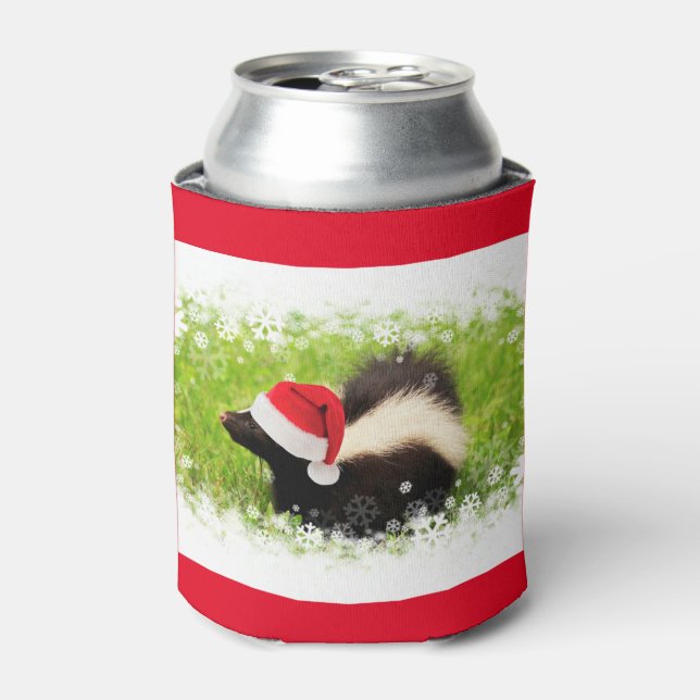 Enfriador De Latas Festividad de Santa Skunk Navidades (Lata Anverso)