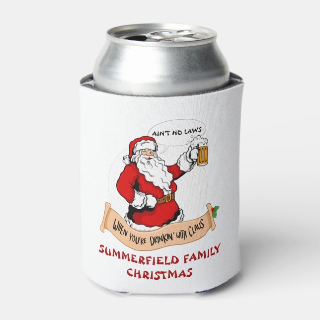 Enfriador De Latas Festividad divertida de Navidades sindicales famil (Lata Anverso)