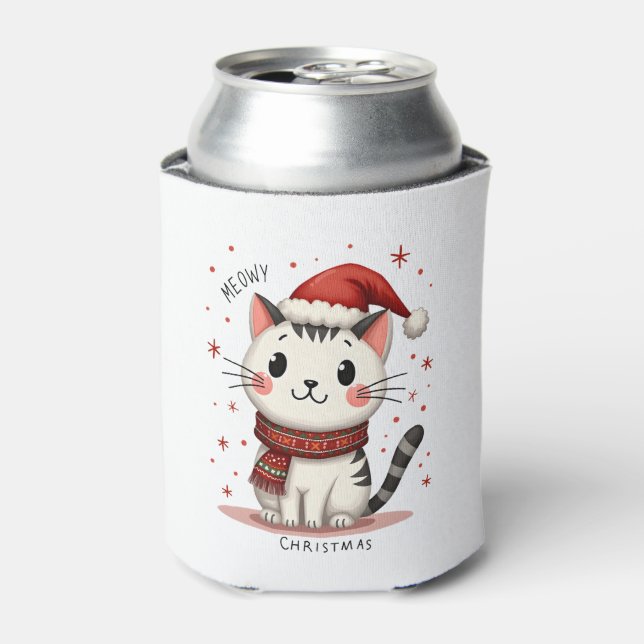 Enfriador De Latas Festividades festivas divertidas del gato Navidade (Lata Anverso)