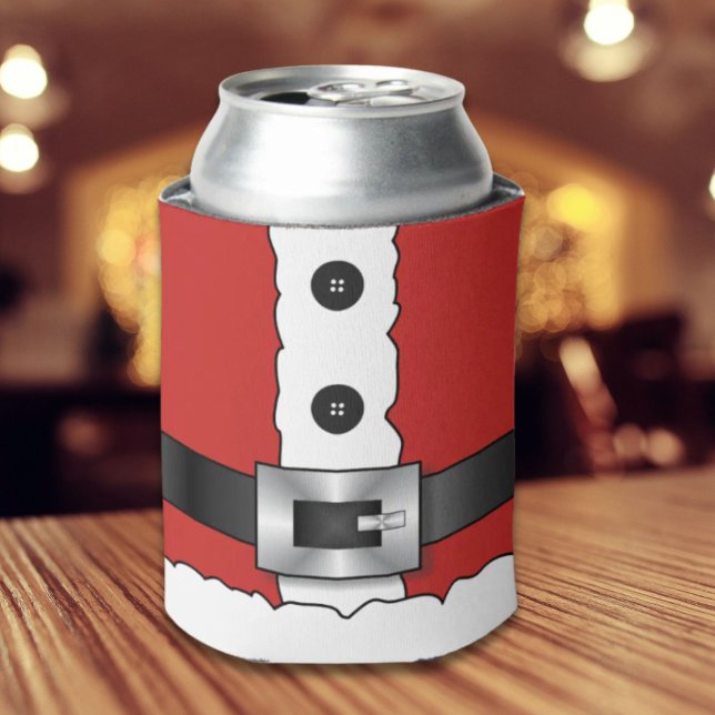 Enfriador De Latas Festividades navidades Retro traje rojo Santa Clau (Festive Retro christmas red suit Santa Claus Can Cooler)