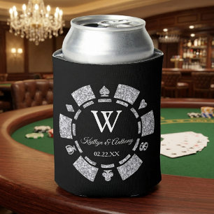 Enfriador De Latas Ficha de Casino de Bodas de Poker con Brillo de Pl