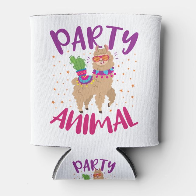 Enfriador De Latas Fiesta Animal Llama Bachelorette Cumpleaños (Anverso)