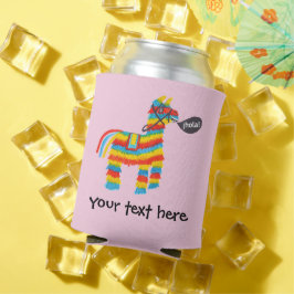 Enfriador De Latas Fiesta Colorful Donkey Piñata dice Hola PERSONALIZ