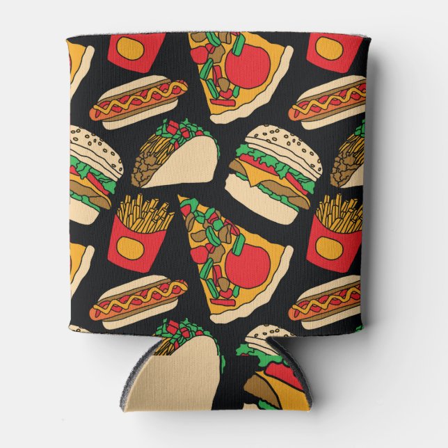 Enfriador De Latas Fiesta de comida rápida: aislamiento de patrones d (Anverso)
