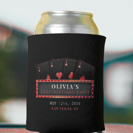 Enfriador De Latas Fiesta de cumpleaños 21 de Poker Aces rojo y negro