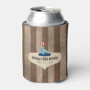 Enfriador De Latas Fiesta de cumpleaños con tema de circo vintage
