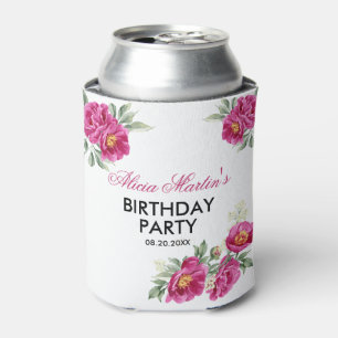 Enfriador De Latas Fiesta de cumpleaños de la vegetación floral de Pe