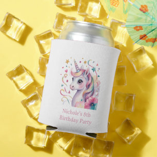 Enfriador De Latas Fiesta de Cumpleaños de Niña Unicornio Mágico con 