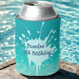 Enfriador De Latas Fiesta de cumpleaños de niños con salpicaduras de