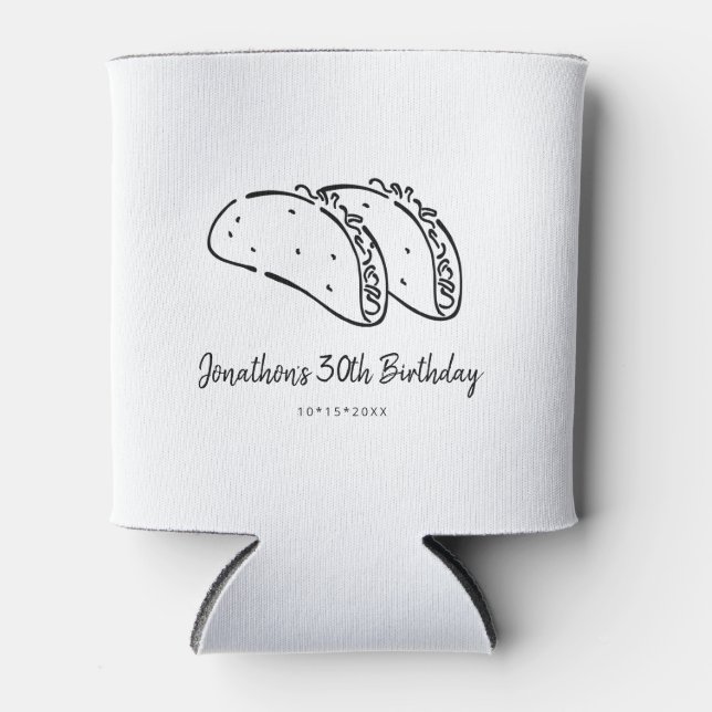 Enfriador De Latas Fiesta de cumpleaños de Tacos (Anverso)