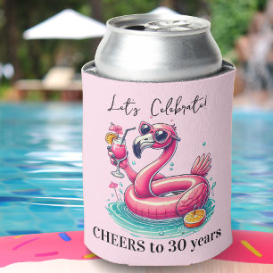 Enfriador De Latas Fiesta de cumpleaños de verano Flamingo Rosa