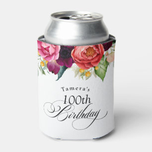 Enfriador De Latas Fiesta de cumpleaños número 100 de Boho Rustic Wat