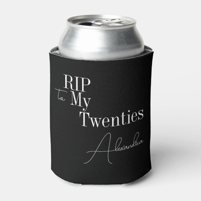 Enfriador De Latas fiesta de cumpleaños número 30 RIP negros y blanco (Lata Anverso)