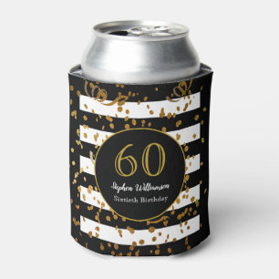 Enfriador De Latas Fiesta de cumpleaños número 60 Brillo negro blanc