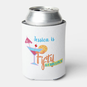 Enfriador De Latas Fiesta de cumpleaños retro cincuenta y fabulosa