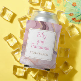 Enfriador De Latas Fiesta de cumpleaños rosa de purpurina de oro