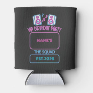 Enfriador De Latas Fiesta de Cumpleaños VIP Neon Squad Invitado Perso