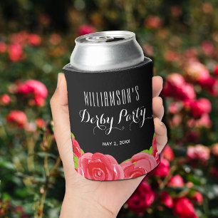 Enfriador De Latas Fiesta de Derby de Rosas Rojas Acuarela