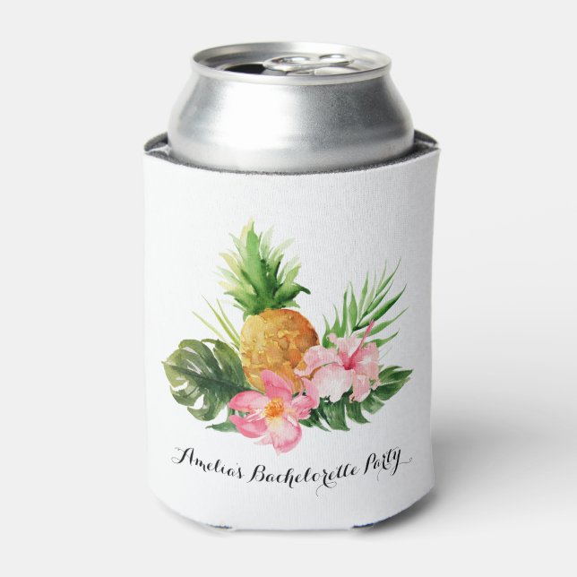 Enfriador De Latas Fiesta de Despedida de Soltera de Verano de Piña y (Lata Anverso)