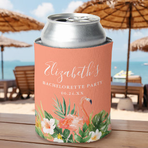 Enfriador De Latas Fiesta de Despedida de Soltera Floral de Coral Tro