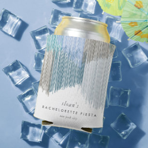 Enfriador De Latas Fiesta de Despedida de Soltera Franja Moderna Azul