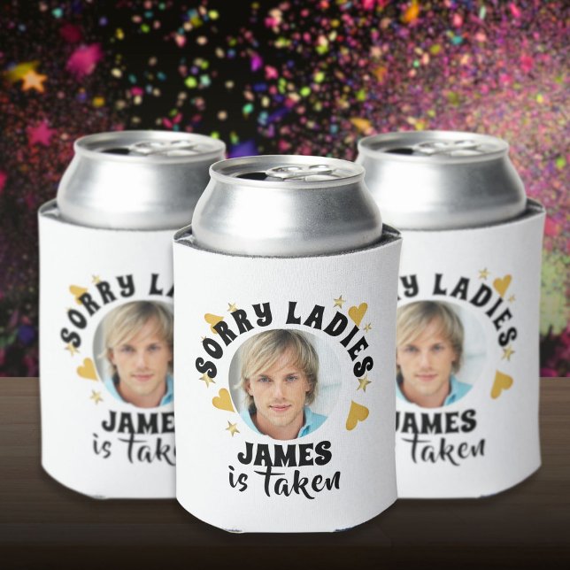 Enfriador De Latas Fiesta de Despedida de Soltera Personalizada Foto  (Personalized Bachelorette Party Grooms Face Photo Can Cooler)
