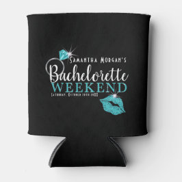 Enfriador De Latas Fiesta de fin de semana de Bachelorette turquesa y