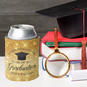 Enfriador De Latas Fiesta de Graduación Brillo Dorado Personalizada 2