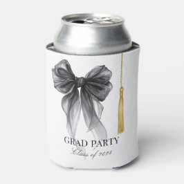 Enfriador De Latas Fiesta de Graduación Coquette con Moño Negro Clase