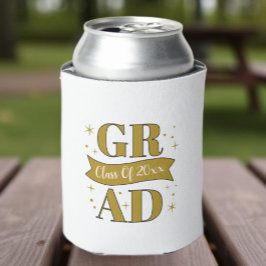 Enfriador De Latas Fiesta de Graduación Dorada y Blanca