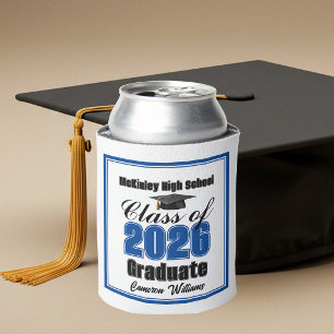 Enfriador De Latas Fiesta de Graduación Personalizada Azul Clase de 2