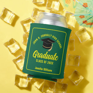 Enfriador De Latas Fiesta de Graduación Personalizada Verde Amarillo