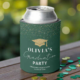 Enfriador De Latas Fiesta de Graduación Verde Personalizada