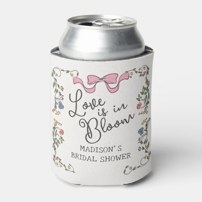 Enfriador De Latas Fiesta de Jardín caprichoso Doodle Floral Bridal S (Lata Anverso)