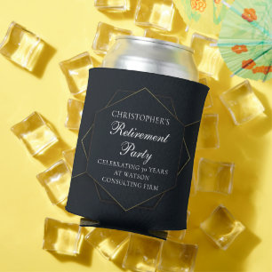 Enfriador De Latas Fiesta de Jubilación Personalizado de Oro Negro de