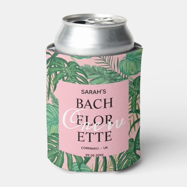 Enfriador De Latas Fiesta de la tripulación de bachillerato rosa de p (Lata Anverso)