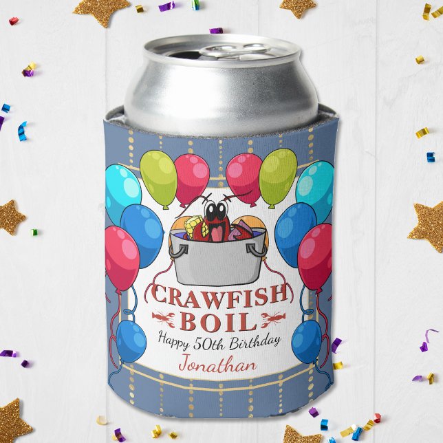 Enfriador De Latas Fiesta de mariscos de cumpleaños (Crawfish Boil Birthday Seafood Party Can Cooler! Perfect for a birthday of any age!)