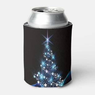 Enfriador De Latas Fiesta de Navidad Árbol Azul Brillante Negro Elega
