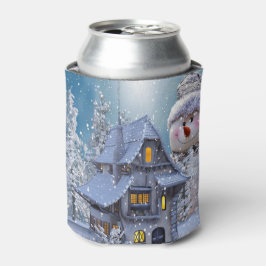 Enfriador De Latas Fiesta de Navidad Invierno Blanco Muñeco de Nieve 