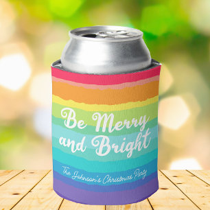 Enfriador De Latas Fiesta de Navidades arcoiris, Personalizado amargo