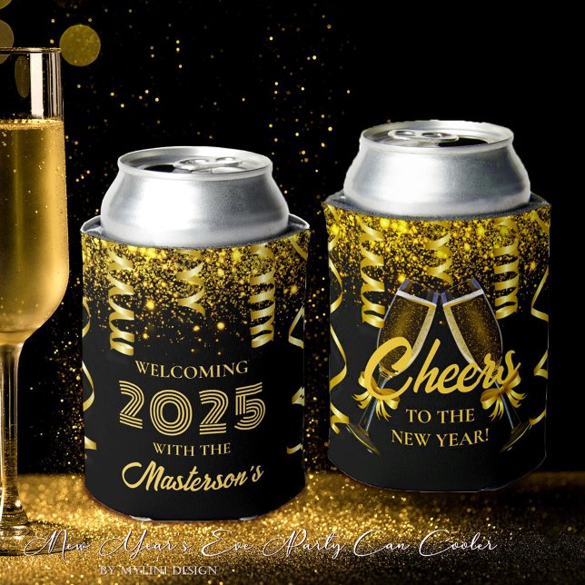 Enfriador De Latas Fiesta de Nochevieja Año Nuevo de bienvenida negra (Subido por el creador)