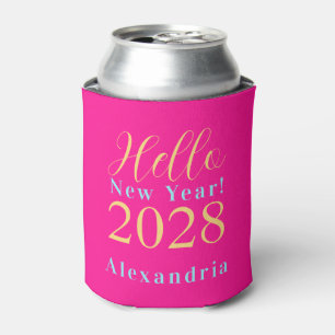 Enfriador De Latas Fiesta de Nochevieja Personalizado Hot Pink