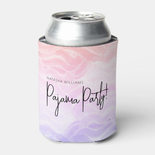 Enfriador De Latas Fiesta de pijamas Pastel Rosa Púrpura Fantasía (Lata Anverso)