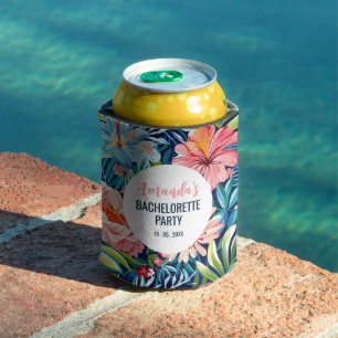 Enfriador De Latas Fiesta de soltera tropical Patrón floral de verano