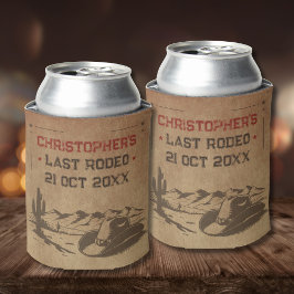 Enfriador De Latas Fiesta de Soltero Vaquero Rústico Vintage Último R