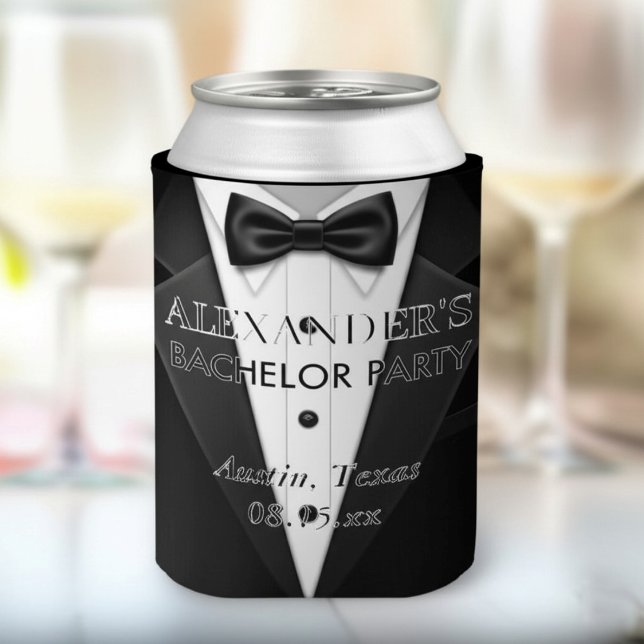Enfriador De Latas Fiesta de solteros al estilo Tuxedo personalizada (Subido por el creador)